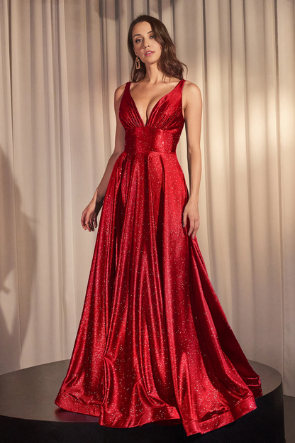 Aimishang Fashion Evening Dress Glitter Satin Sleeveless A-line Gown Prom Dresses