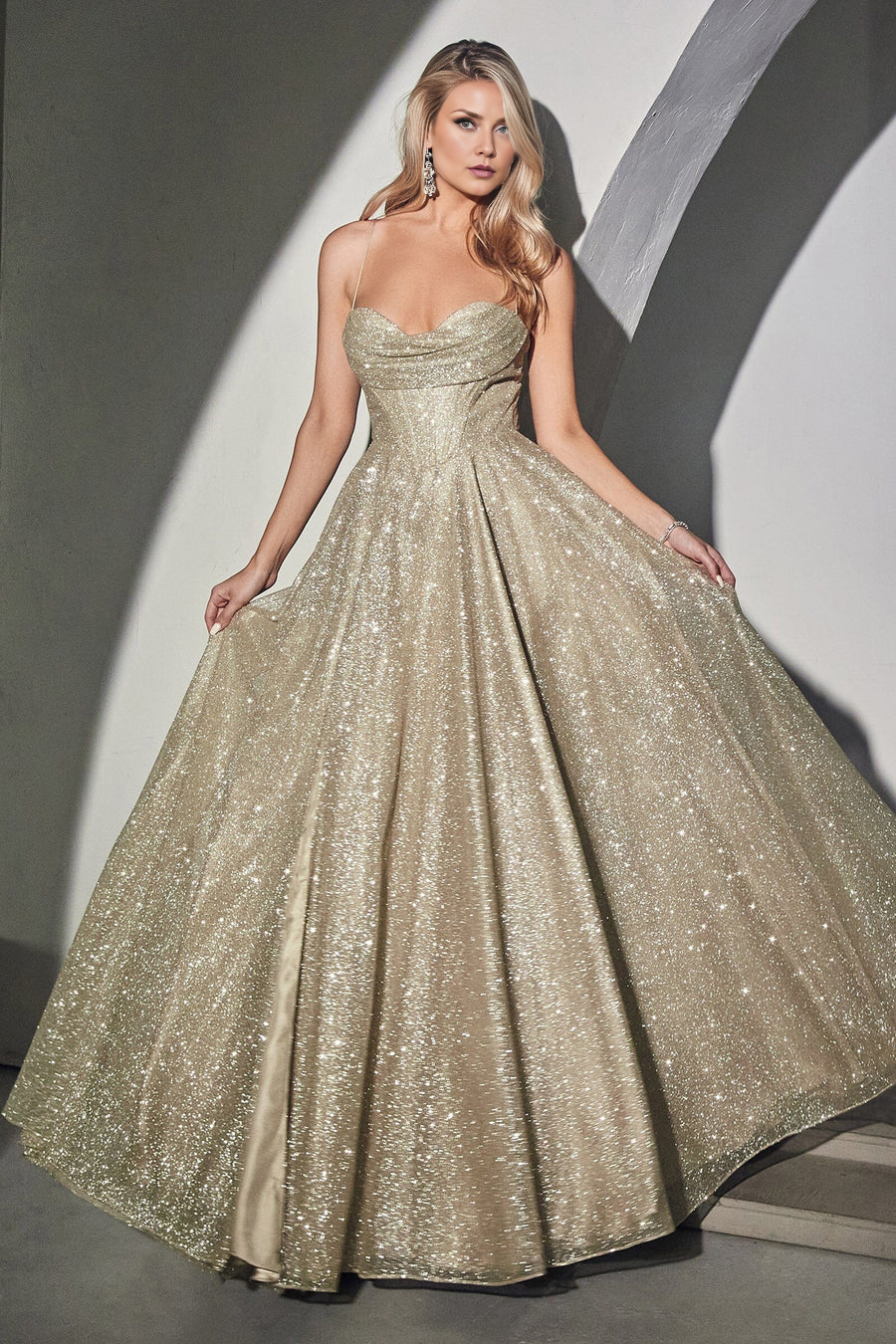 Aimishang Fashion Evening Dress Glitter Cowl Corset A-line Gown Prom Dresses