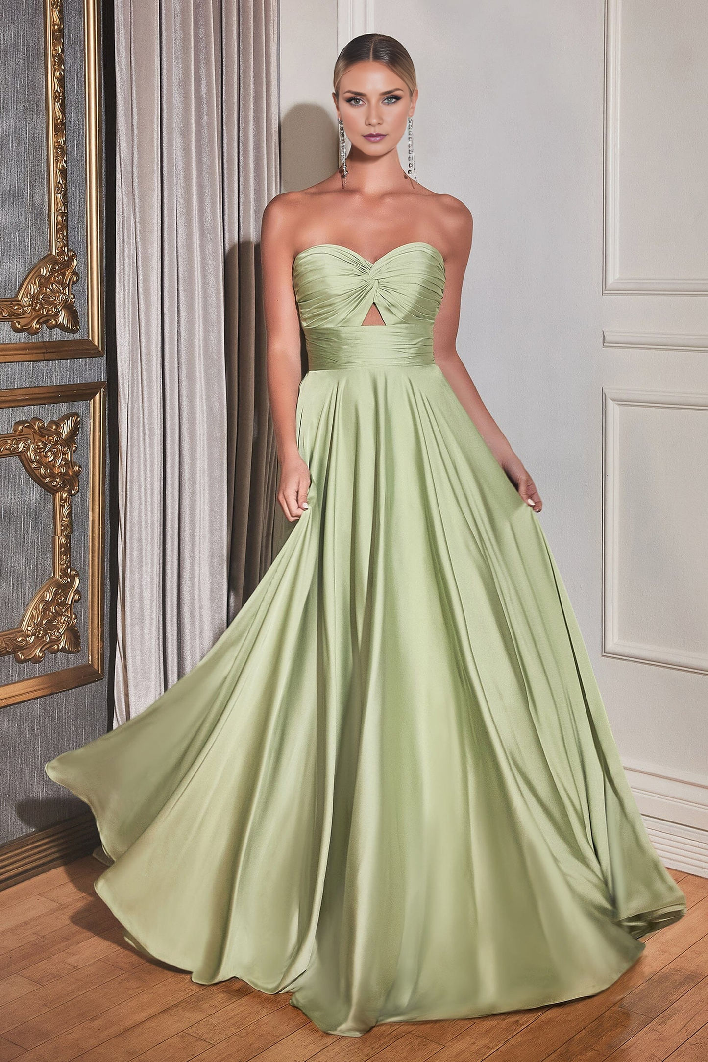 Aimishang Elegant Prom Dresses Long Satin Strapless Keyhole Dress Evening Dress