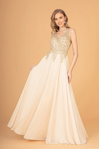 Aimishang Elegant Evening Dress Applique Long V-Neck Dress Prom Dresses
