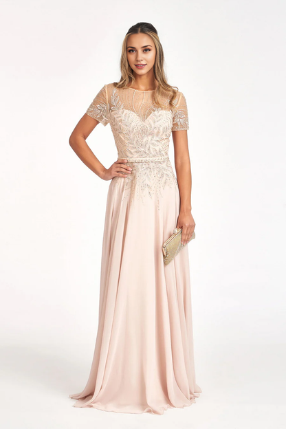 Aimishang Elegant Evening Dress Embroidered Short Sleeve Gown Prom Dresses