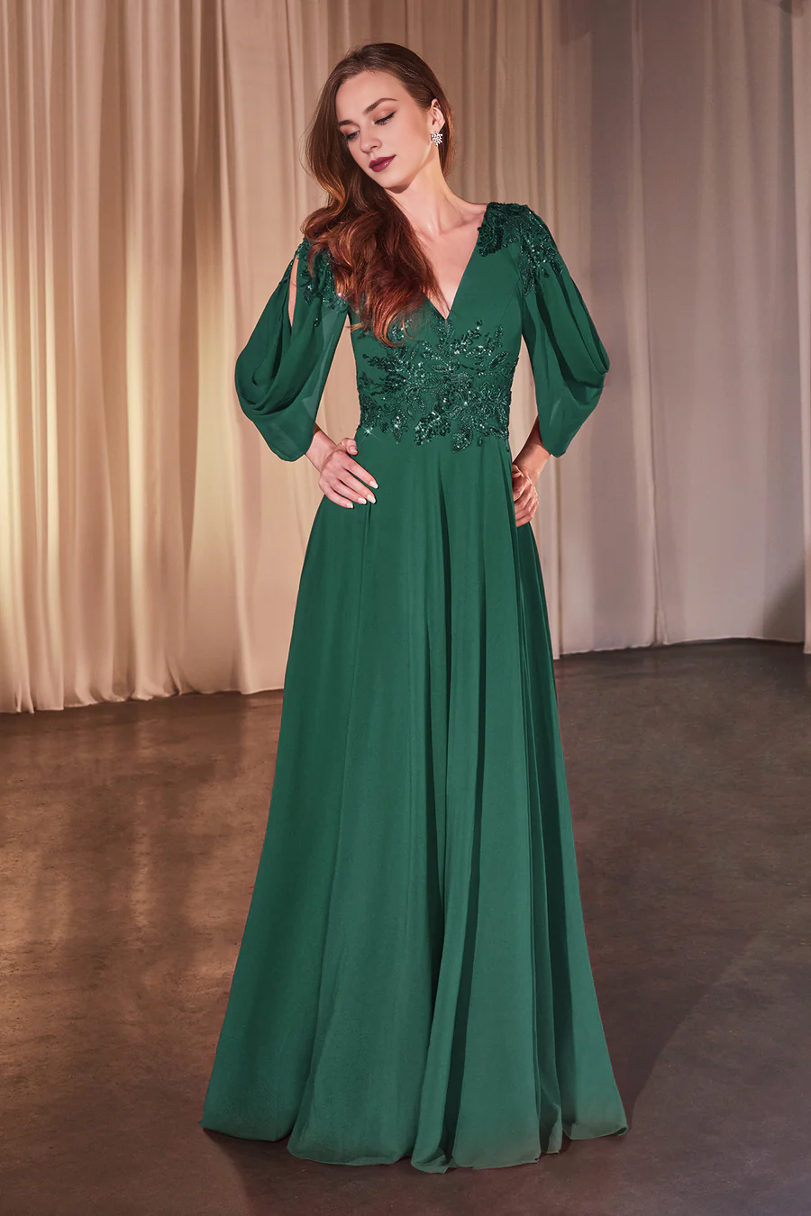 Aimishang Fashion Evening Dress Chiffon Cowl Sleeve A-line Gown Prom Dresses