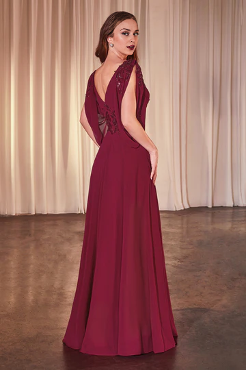 Aimishang Fashion Evening Dress Chiffon Cowl Sleeve A-line Gown Prom Dresses