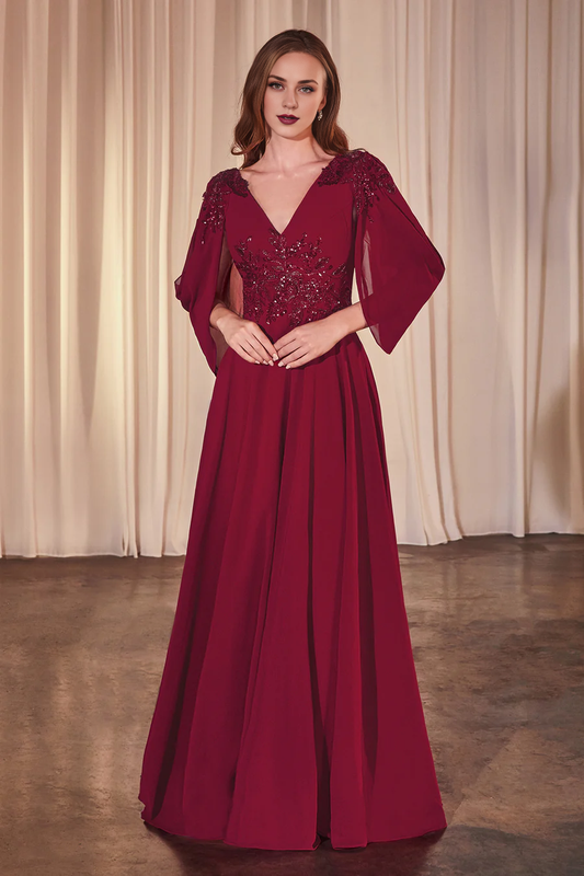 Aimishang Fashion Evening Dress Chiffon Cowl Sleeve A-line Gown Prom Dresses