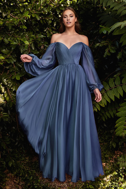 Aimishang Elegant Evening Dress Long Sleeve Chiffon Gown Prom Dresses