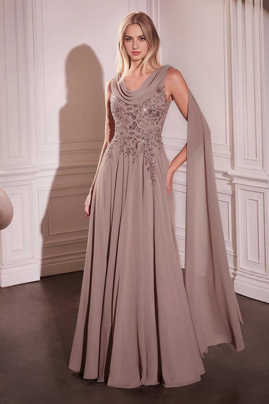 Aimishang Elegant Evening Dress Chiffon Cape Sleeve A-line Gown Prom Dresses
