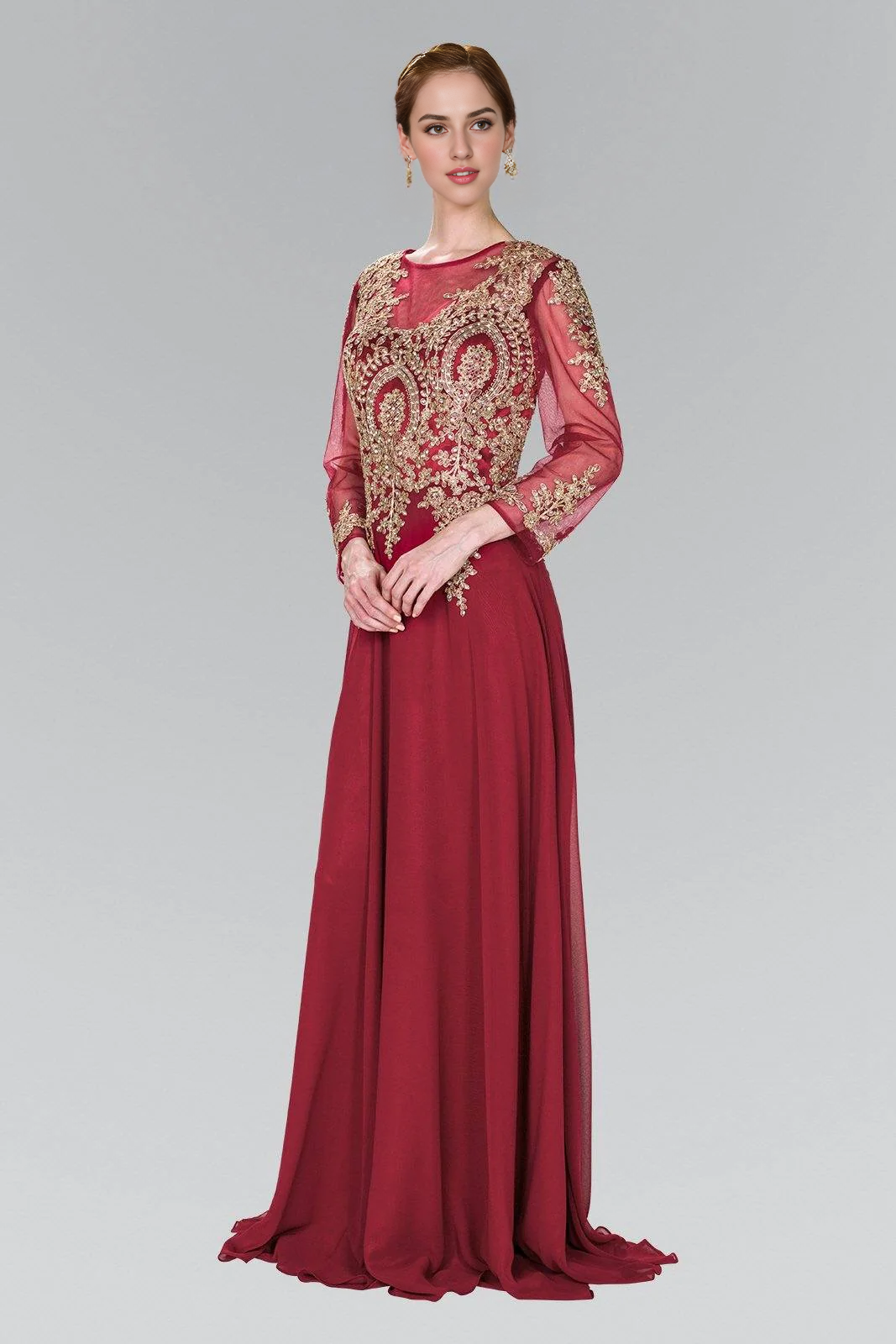 Aimishang Elegant Evening Dress Long Applique Dress with Sleeves Prom Dresses
