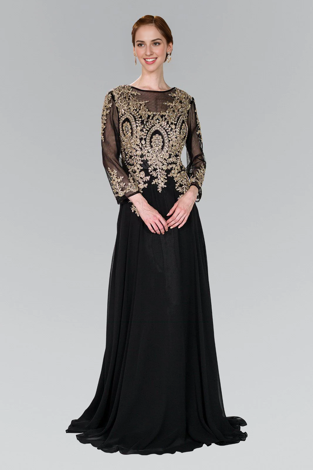 Aimishang Elegant Evening Dress Long Applique Dress with Sleeves Prom Dresses