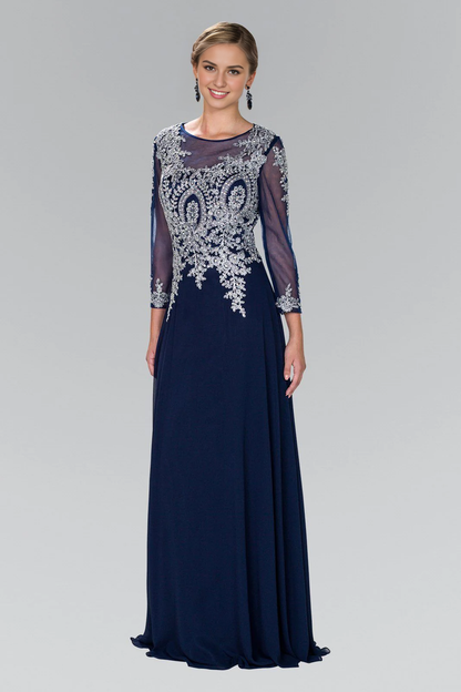 Aimishang Elegant Evening Dress Long Applique Dress with Sleeves Prom Dresses