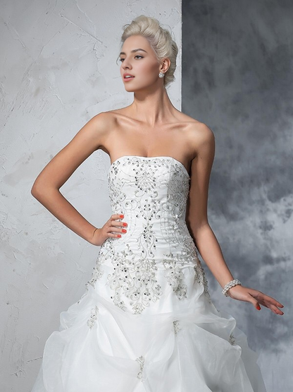 Aimishang Dress To A Wedding Ball Gown Strapless Beading Sleeveless Long Organza Dress For Wedding