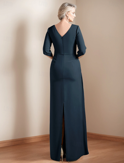 Aimishang Sheath / Column Dress Mother of the Bride Dress Elegant Jewel Neck Ankle Length Satin Half Sleeve with Ruched