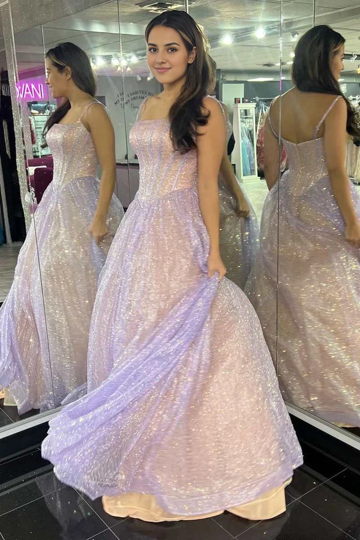 Aimishang Elegant Pink Sequins A-Line Prom Gown Princess Birthday Party Dress Gowns Evening Dresses