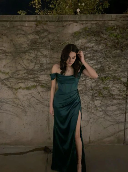 Aimishang Elegant Dresses Evening Wear Off The Shoulder Emerald Green Long Evening Dresses Formal Party Dress