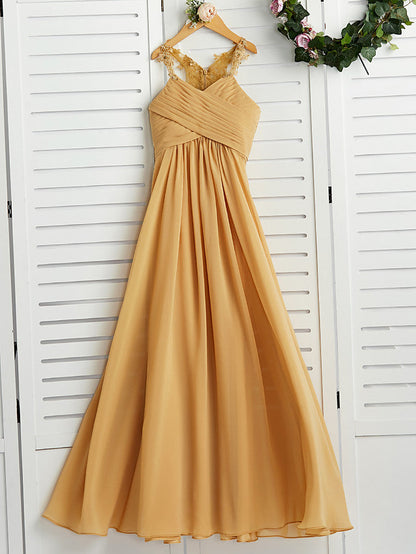 A-Line Halter Neck Flower Girl Dress with Chiffon and Appliques