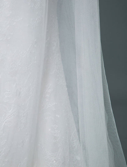 A Line Sleeveless V Neck Backless Bridal Gown High Split