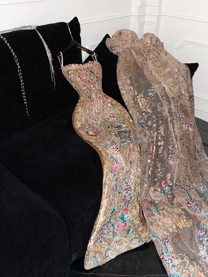 Gorgeous Shiny Beaded Exquisite Embroidery Mermaid Long Evening Dress Prom Dresses HZ1024