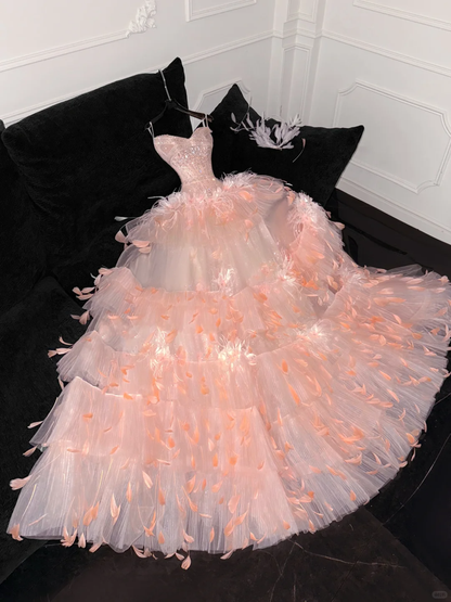 Gorgeous Shiny Beaded Sweetheart Princess Dress A-Line Floor-length Evening Dress Prom Dresses HZ1024