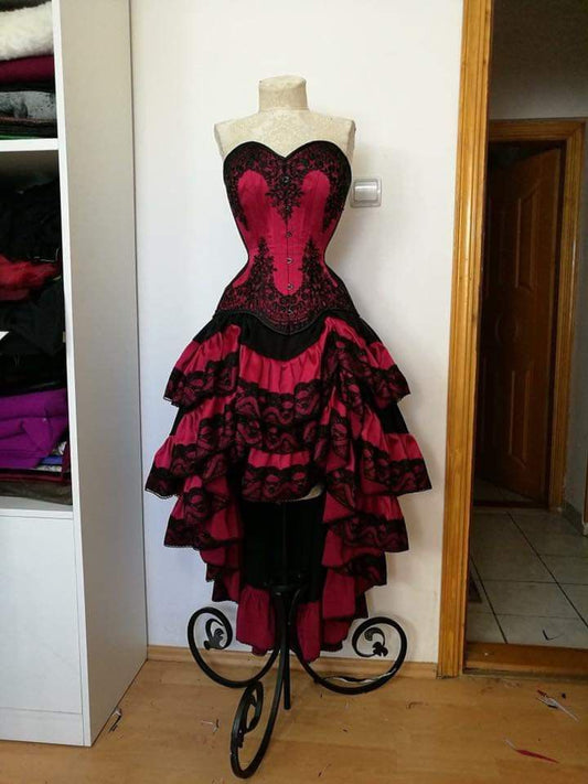 Burgundy Vintage Elegant Lace Short Ruffle Homecoming Dress Prom Dress Party Dress gh4919