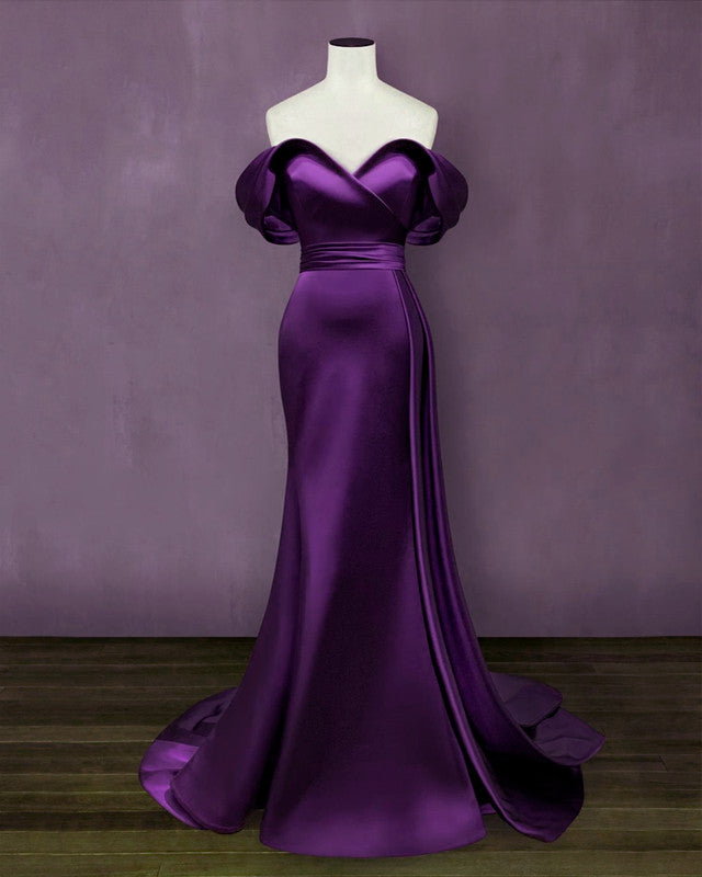 Mermaid Violet Prom Dresses Off The Shoulder