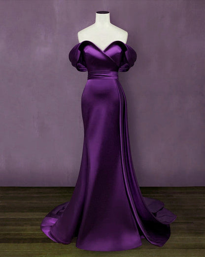 Mermaid Violet Prom Dresses Off The Shoulder