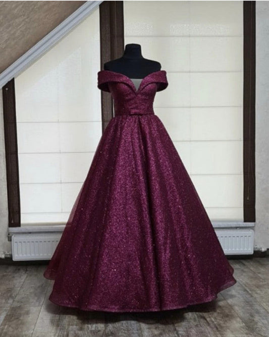 Ball Gown Sparkly Off Shoulder Dress