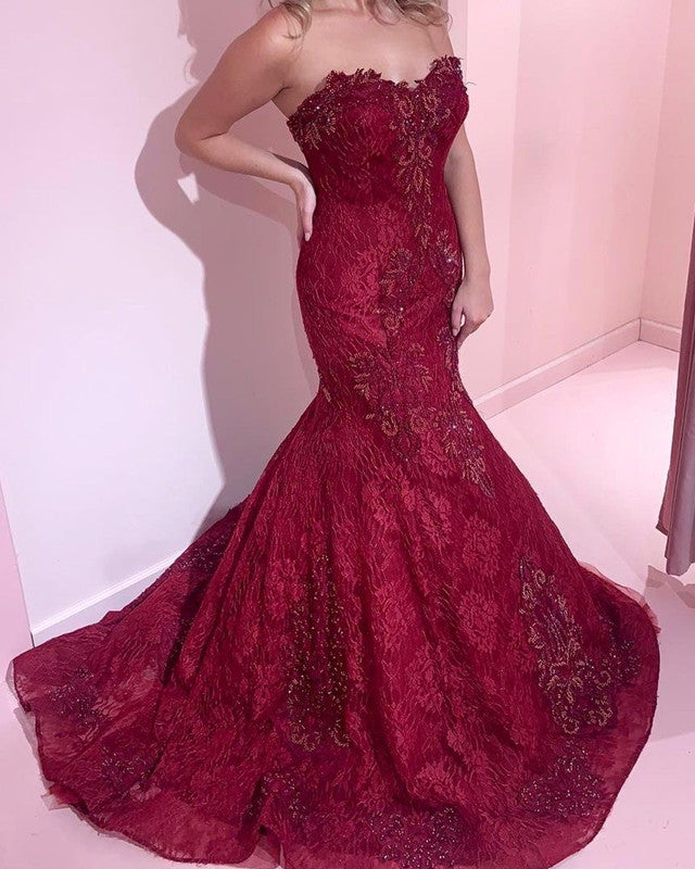 Mermaid Sweetheart Lace Prom Dresses