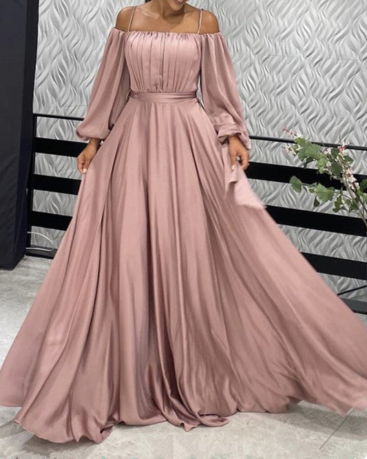 Cold Shoulder Prom Dresses Chiffon Long Sleeves