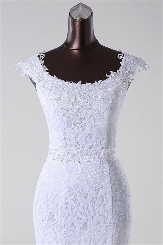 Amazing Jewel Long Lace Mermaid Wedding Dress With Appliques