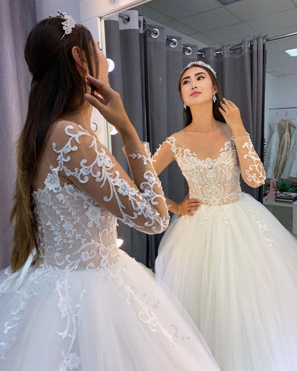 Amazing Long Sleeves Wedding Dress with Lace