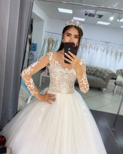 Amazing Long Sleeves Wedding Dress with Lace