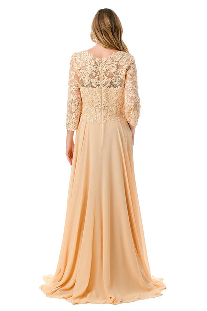 Aimishang Fashion Evening Dress Applique 3/4 Sleeve A-line Gown Prom Dresses
