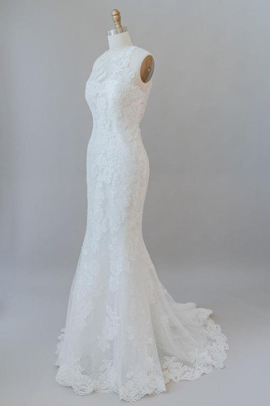 Awesome Illusion Lace Mermaid Wedding Dress