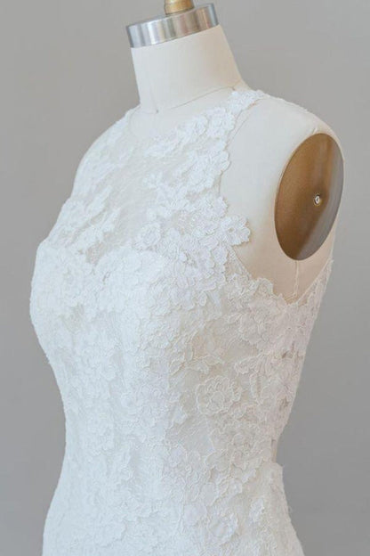 Awesome Illusion Lace Mermaid Wedding Dress