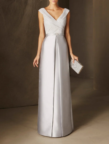 Aimishang Sheath / Column Evening Gown Elegant Dress Wedding Guest Formal Evening Floor Length Sleeveless V Neck Chiffon with Beading