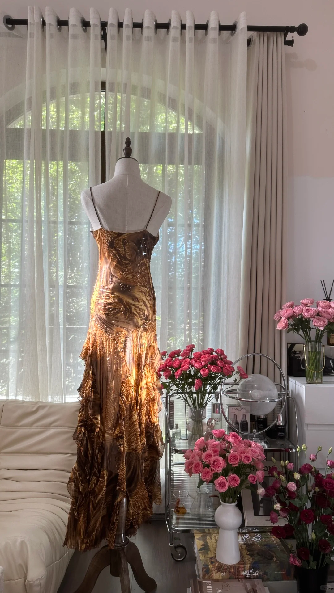 Retro Sparkling Sequin Beaded Elegant Design A-line Romantic Chiffon Evening Dress Prom Dress HZ1024