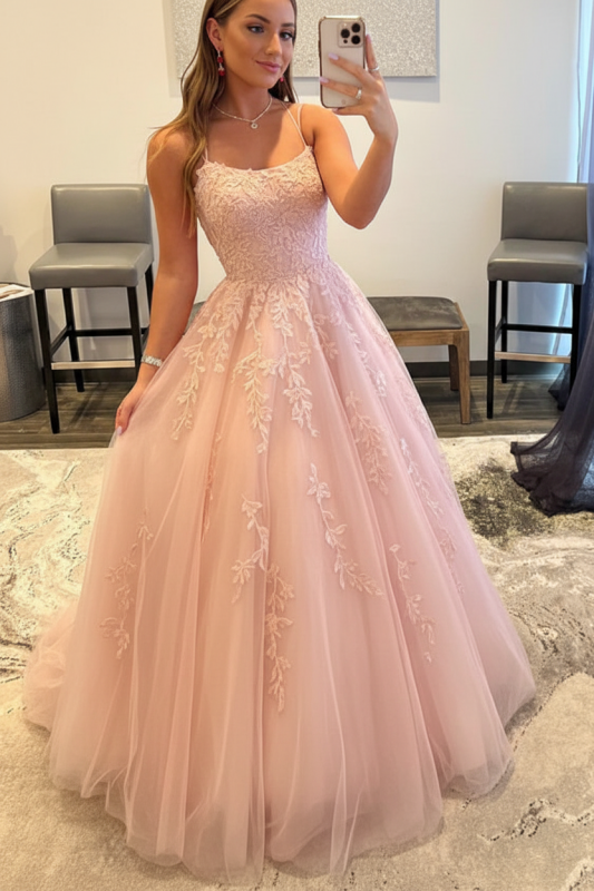 Backless Red Tulle Lace Long Prom Dresses Sleeveless Aline Formal Evening Dresses
