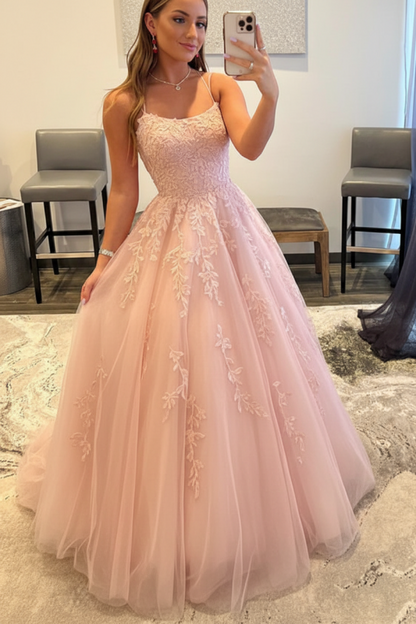 Backless Red Tulle Lace Long Prom Dresses Sleeveless Aline Formal Evening Dresses