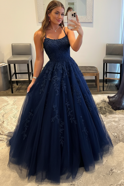 Backless Red Tulle Lace Long Prom Dresses Sleeveless Aline Formal Evening Dresses