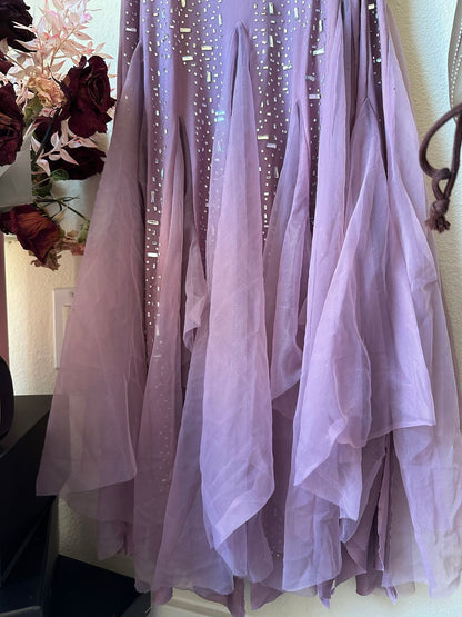 Elegant Purple Mermaid Off-shoulder Strap Sequin Chiffon Long Prom Dress Evening Dress cc4981