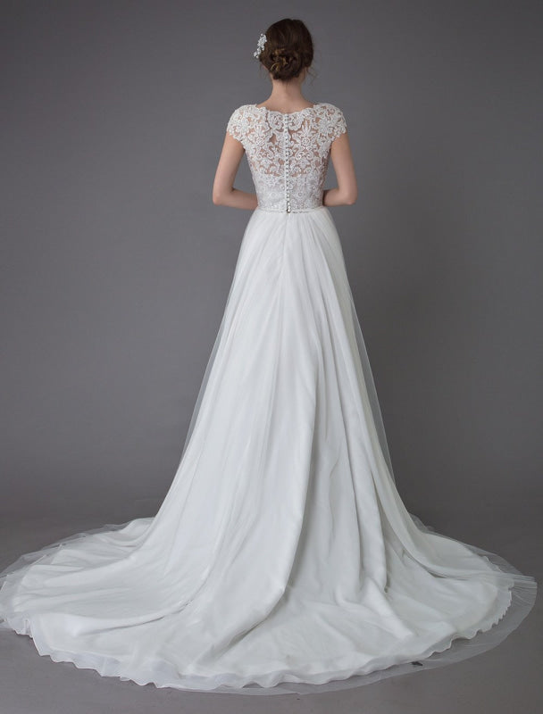 Beach Wedding Dresses Lace Tulle A Line Ivory Beaded Summer Bridal Gowns