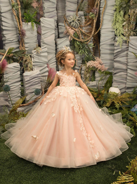 Beautiful A-line Tulle Flower Girl Dress with Appliques Lace