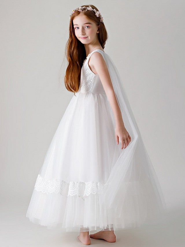 Beautiful Ball Gown Dress With Crystals Appliques For Flower Girl Ankle Length Tulle