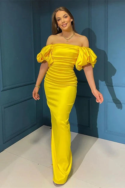 Beautiful Off-the-Shoulder Mermaid Evening Dress Long Short Sleeve
