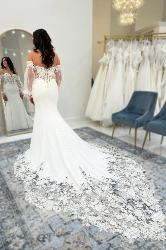 Beautiful Sweetheart Appliques Lace Mermaid Wedding Dresses