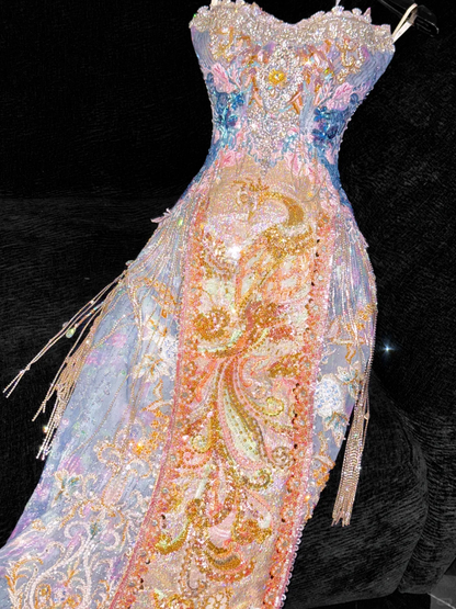 Gorgeous Sparkling Sweetheart Beaded Sequined Embroidery Design Elegant Mermaid Prom Dress Evening Dress HZ1024