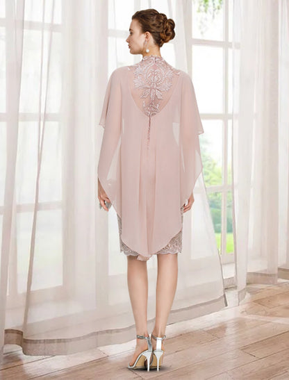 Aimishang  Sheath / Column Mother of the Bride Dress Elegant Jewel Neck Knee Length Chiffon Lace Sleeveless with Appliques