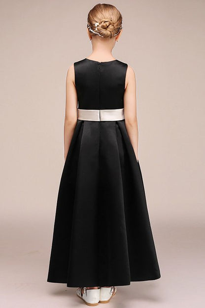 Black Jewel Sleeveless Flower Girl Dress