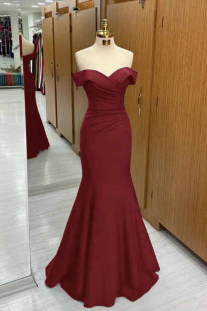 Black Off-the-shoulder Sweetheart Sleeveless Long Mermaid Prom Dress