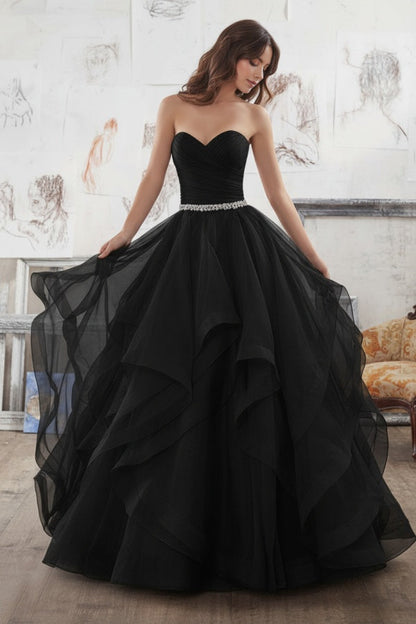 Sweetheart Ball Gown Wedding Dresses Sleeveless Asymmetric Tulle Bridal Gown