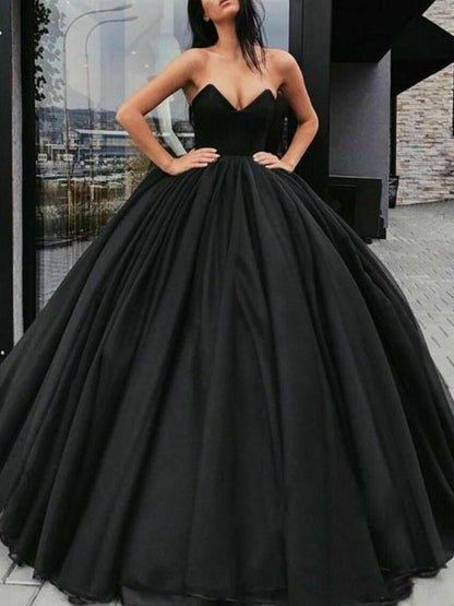Black Wedding Dresses Satin Princess Floor Length Bridal Dress